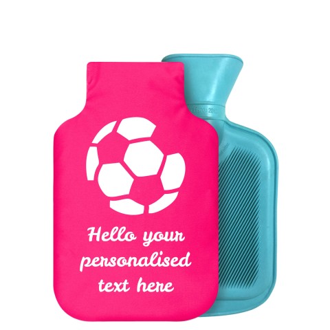 - 750ml Highlight (Stock Available Colour) (Football Icon) Fuchsia Pink Soft Velvet Polyester Fabric Removable Cover (Optional Personalised Gift Text)