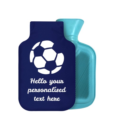 - 750ml Highlight (Stock Available Colour) (Football Icon) Navy Blue Soft Velvet Polyester Fabric Removable Cover (Optional Personalised Gift Text)