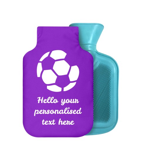 - 750ml Highlight (Stock Available Colour) (Football Icon) Purple Soft Velvet Polyester Fabric Removable Cover (Optional Personalised Gift Text)