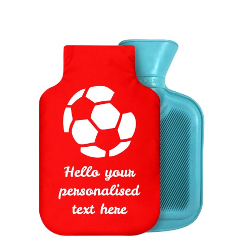 - 750ml Highlight (Stock Available Colour) (Football Icon) Red Soft Velvet Polyester Fabric Removable Cover (Optional Personalised Gift Text)