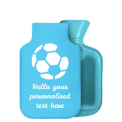 - 750ml Highlight (Stock Available Colour) (Football Icon) Sky Blue Soft Velvet Polyester Fabric Removable Cover (Optional Personalised Gift Text)