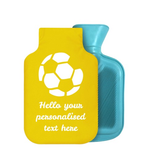 - 750ml Highlight (Stock Available Colour) (Football Icon) Yellow Soft Velvet Polyester Fabric Removable Cover (Optional Personalised Gift Text)