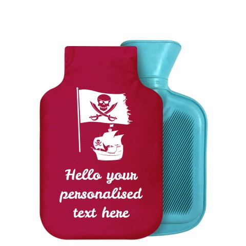 - 750ml Highlight (Stock Available Colour) (Pirate Flag Icon) Burgundy Soft Velvet Polyester Fabric Removable Cover (Optional Personalised Gift Text)