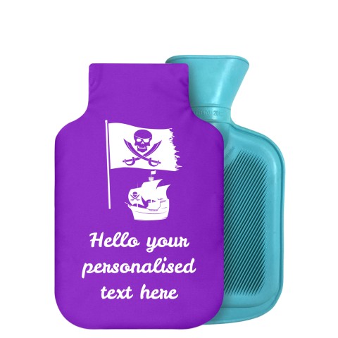 - 750ml Highlight (Stock Available Colour) (Pirate Flag Icon) Purple Soft Velvet Polyester Fabric Removable Cover (Optional Personalised Gift Text)
