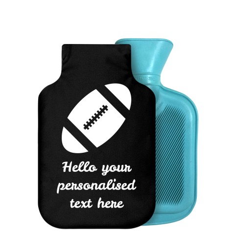 - 750ml Highlight (Stock Available Colour) (Rugby Icon) Black Soft Velvet Polyester Fabric Removable Cover (Optional Personalised Gift Text)