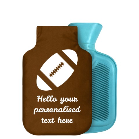 - 750ml Highlight (Stock Available Colour) (Rugby Icon) Brown Soft Velvet Polyester Fabric Removable Cover (Optional Personalised Gift Text)