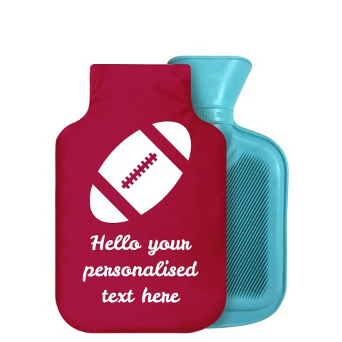 - 750ml Highlight (Stock Available Colour) (Rugby Icon) Burgundy Soft Velvet Polyester Fabric Removable Cover (Optional Personalised Gift Text)