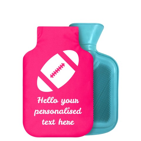 - 750ml Highlight (Stock Available Colour) (Rugby Icon) Fuchsia Pink Soft Velvet Polyester Fabric Removable Cover (Optional Personalised Gift Text)