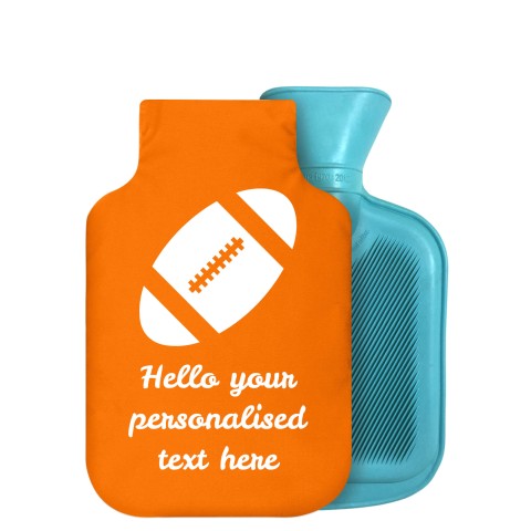 - 750ml Highlight (Stock Available Colour) (Rugby Icon) Orange Soft Velvet Polyester Fabric Removable Cover (Optional Personalised Gift Text)