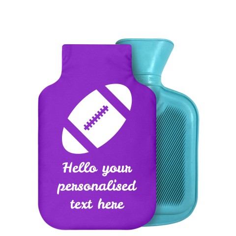 - 750ml Highlight (Stock Available Colour) (Rugby Icon) Purple Soft Velvet Polyester Fabric Removable Cover (Optional Personalised Gift Text)