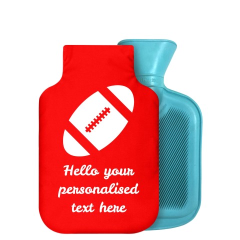 - 750ml Highlight (Stock Available Colour) (Rugby Icon) Red Soft Velvet Polyester Fabric Removable Cover (Optional Personalised Gift Text)