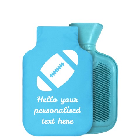 - 750ml Highlight (Stock Available Colour) (Rugby Icon) Sky Blue Soft Velvet Polyester Fabric Removable Cover (Optional Personalised Gift Text)