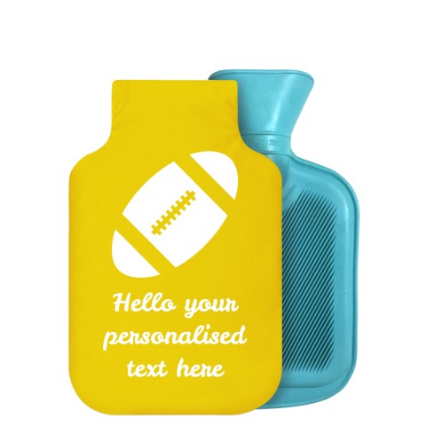- 750ml Highlight (Stock Available Colour) (Rugby Icon) Yellow Soft Velvet Polyester Fabric Removable Cover (Optional Personalised Gift Text)