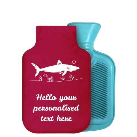 - 750ml Highlight (Stock Available Colour) (Shark Icon) Burgundy Soft Velvet Polyester Fabric Removable Cover (Optional Personalised Gift Text)