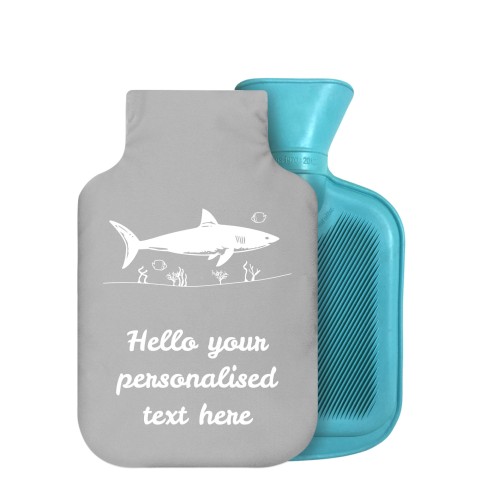 - 750ml Highlight (Stock Available Colour) (Shark Icon) Grey Soft Velvet Polyester Fabric Removable Cover (Optional Personalised Gift Text)