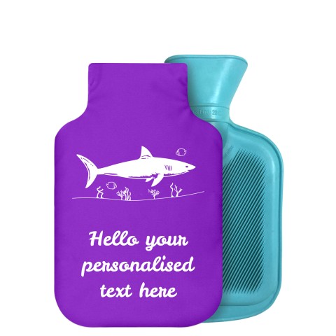 - 750ml Highlight (Stock Available Colour) (Shark Icon) Purple Soft Velvet Polyester Fabric Removable Cover (Optional Personalised Gift Text)