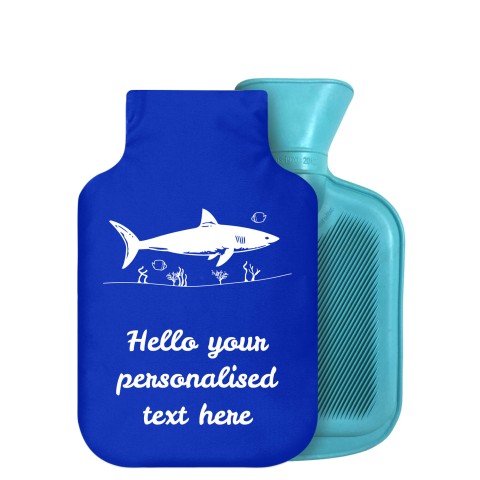 - 750ml Highlight (Stock Available Colour) (Shark Icon) Royal Blue Soft Velvet Polyester Fabric Removable Cover (Optional Personalised Gift Text)