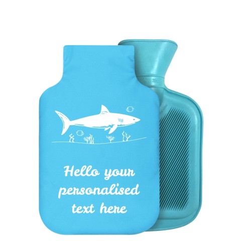 - 750ml Highlight (Stock Available Colour) (Shark Icon) Sky Blue Soft Velvet Polyester Fabric Removable Cover (Optional Personalised Gift Text)