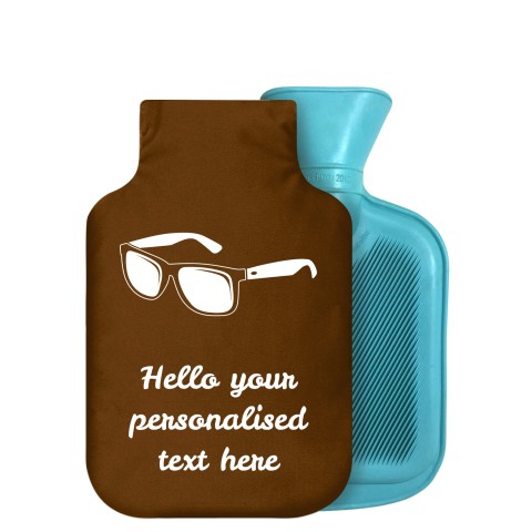 - 750ml Highlight (Stock Available Colour) (Sunglasses Icon) Brown Soft Velvet Polyester Fabric Removable Cover (Optional Personalised Gift Text)