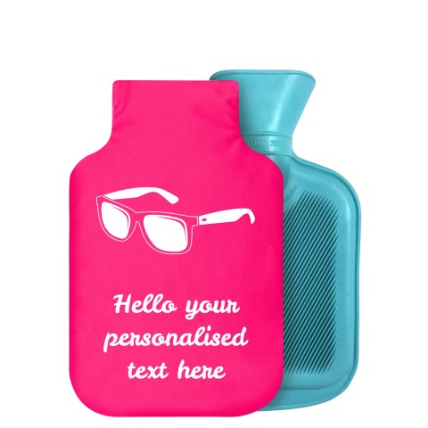 - 750ml Highlight (Stock Available Colour) (Sunglasses Icon) Fuchsia Pink Soft Velvet Polyester Fabric Removable Cover (Optional Personalised Gift Text)