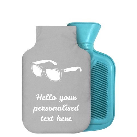 - 750ml Highlight (Stock Available Colour) (Sunglasses Icon) Grey Soft Velvet Polyester Fabric Removable Cover (Optional Personalised Gift Text)