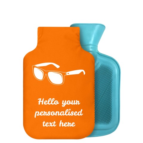 - 750ml Highlight (Stock Available Colour) (Sunglasses Icon) Orange Soft Velvet Polyester Fabric Removable Cover (Optional Personalised Gift Text)