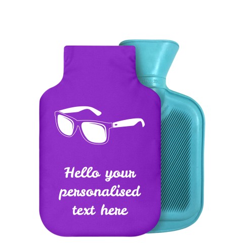 - 750ml Highlight (Stock Available Colour) (Sunglasses Icon) Purple Soft Velvet Polyester Fabric Removable Cover (Optional Personalised Gift Text)