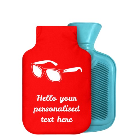 - 750ml Highlight (Stock Available Colour) (Sunglasses Icon) Red Soft Velvet Polyester Fabric Removable Cover (Optional Personalised Gift Text)