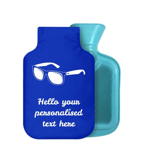 - 750ml Highlight (Stock Available Colour) (Sunglasses Icon) Royal Blue Soft Velvet Polyester Fabric Removable Cover (Optional Personalised Gift Text)