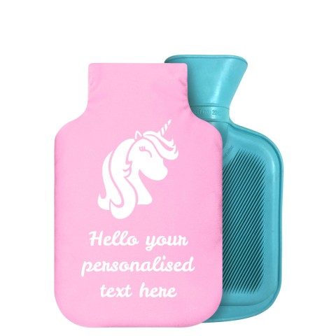- 750ml Highlight (Stock Available Colour) (Unicorn Icon) Baby Pink Soft Velvet Polyester Fabric Removable Cover (Optional Personalised Gift Text)