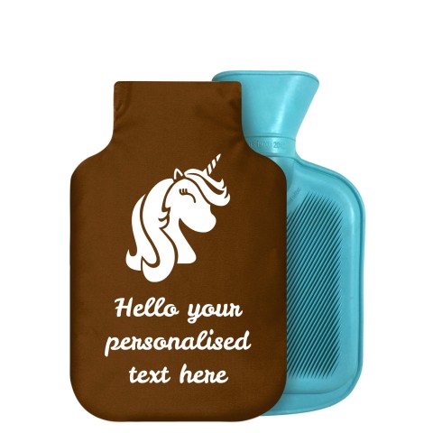 - 750ml Highlight (Stock Available Colour) (Unicorn Icon) Brown Soft Velvet Polyester Fabric Removable Cover (Optional Personalised Gift Text)