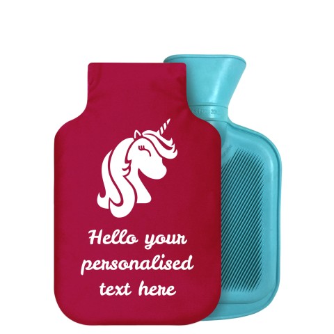 - 750ml Highlight (Stock Available Colour) (Unicorn Icon) Burgundy Soft Velvet Polyester Fabric Removable Cover (Optional Personalised Gift Text)