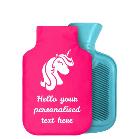 - 750ml Highlight (Stock Available Colour) (Unicorn Icon) Fuchsia Pink Soft Velvet Polyester Fabric Removable Cover (Optional Personalised Gift Text)