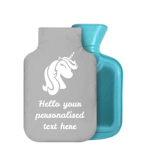 - 750ml Highlight (Stock Available Colour) (Unicorn Icon) Grey Soft Velvet Polyester Fabric Removable Cover (Optional Personalised Gift Text)
