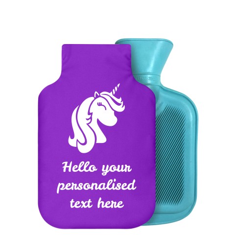 - 750ml Highlight (Stock Available Colour) (Unicorn Icon) Purple Soft Velvet Polyester Fabric Removable Cover (Optional Personalised Gift Text)