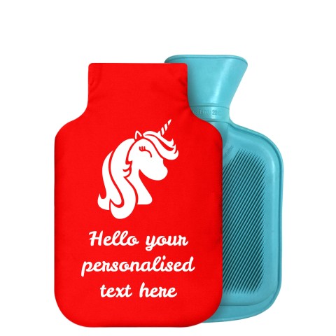- 750ml Highlight (Stock Available Colour) (Unicorn Icon) Red Soft Velvet Polyester Fabric Removable Cover (Optional Personalised Gift Text)