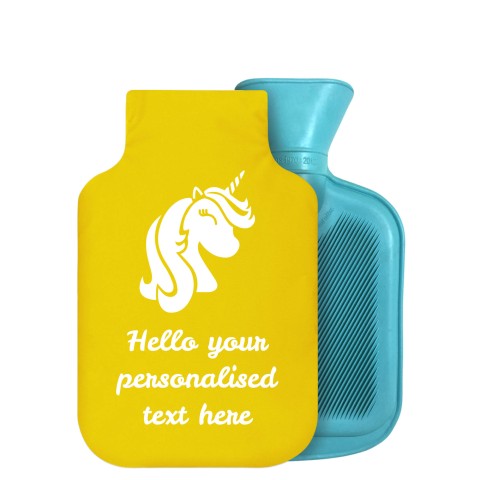 - 750ml Highlight (Stock Available Colour) (Unicorn Icon) Yellow Soft Velvet Polyester Fabric Removable Cover (Optional Personalised Gift Text)