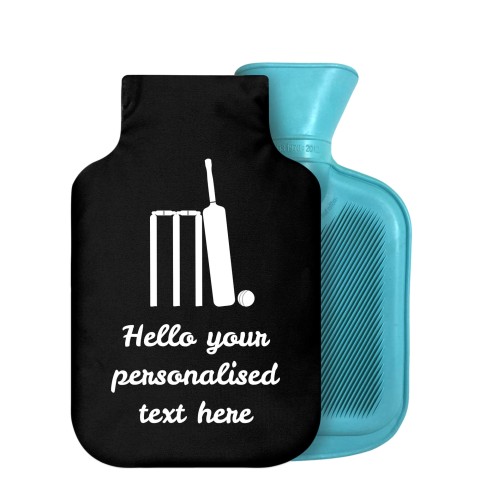 800ml (Cricket Icon) Black Soft Velvet Polyester Fabric Removable Cover (Personalised with Text)