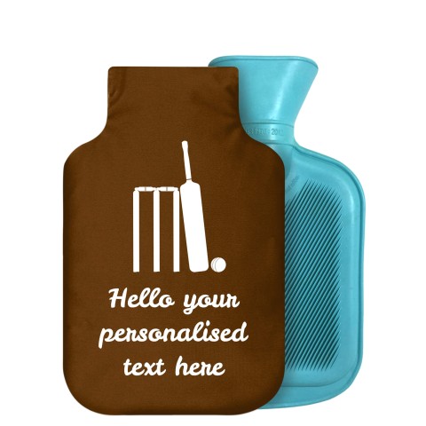 800ml (Cricket Icon) Brown Soft Velvet Polyester Fabric Removable Cover (Personalised with Text)