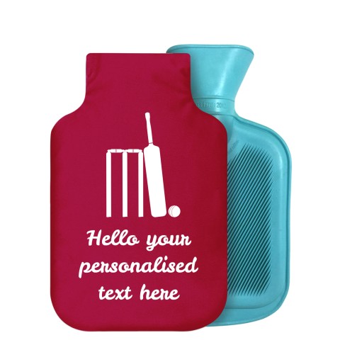 800ml (Cricket Icon) Burgundy Soft Velvet Polyester Fabric Removable Cover (Personalised with Text)