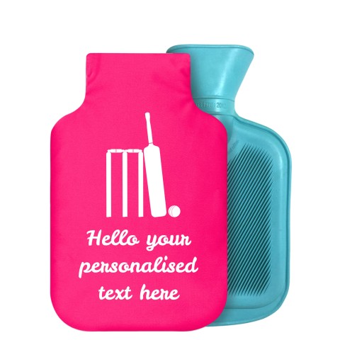 800ml (Cricket Icon) Hot Pink (Fuchsia) Soft Velvet Polyester Fabric Removable Cover (Personalised with Text)