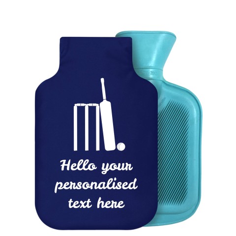 800ml (Cricket Icon) Navy Blue Soft Velvet Polyester Fabric Removable Cover (Personalised with Text)