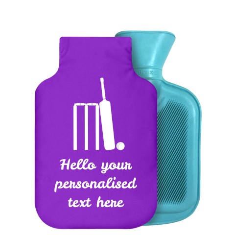 800ml (Cricket Icon) Purple Soft Velvet Polyester Fabric Removable Cover (Personalised with Text)