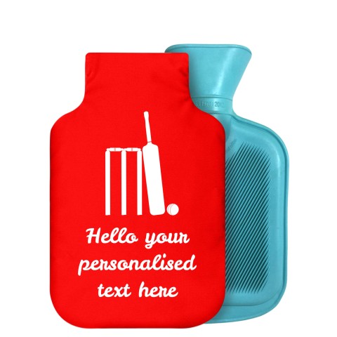 800ml (Cricket Icon) Red Soft Velvet Polyester Fabric Removable Cover (Personalised with Text)