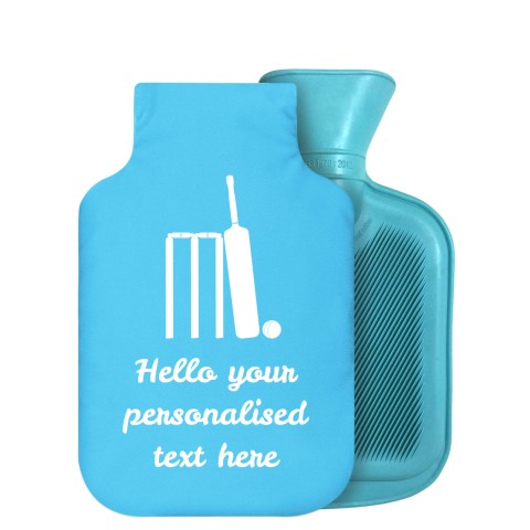 800ml (Cricket Icon) Sky Blue Soft Velvet Polyester Fabric Removable Cover (Personalised with Text)