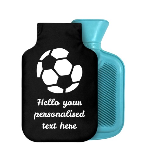 800ml (Football Icon) Black Soft Velvet Polyester Fabric Removable Cover (Personalised with Text)