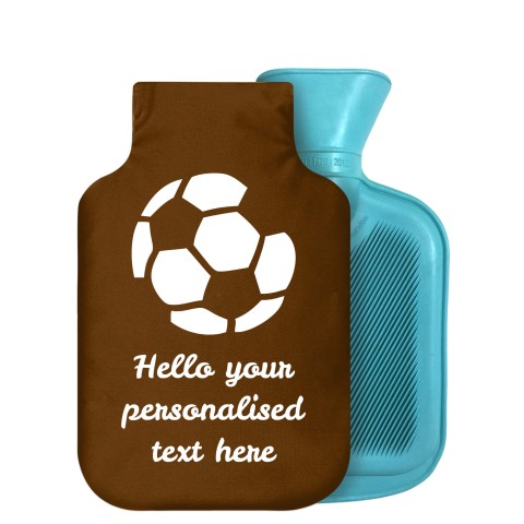 800ml (Football Icon) Brown Soft Velvet Polyester Fabric Removable Cover (Personalised with Text)