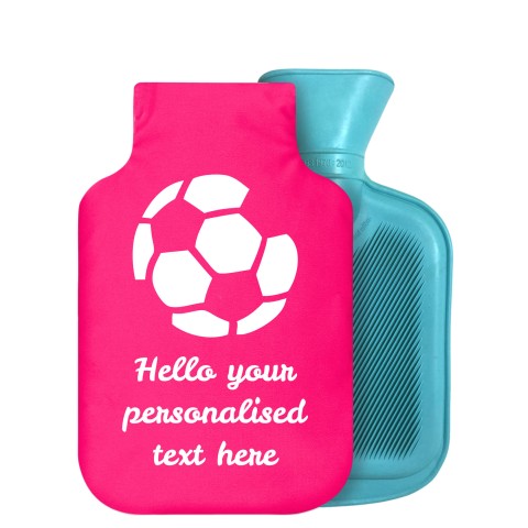 800ml (Football Icon) Hot Pink (Fuchsia) Soft Velvet Polyester Fabric Removable Cover (Personalised with Text)
