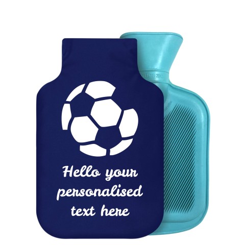 800ml (Football Icon) Navy Blue Soft Velvet Polyester Fabric Removable Cover (Personalised with Text)