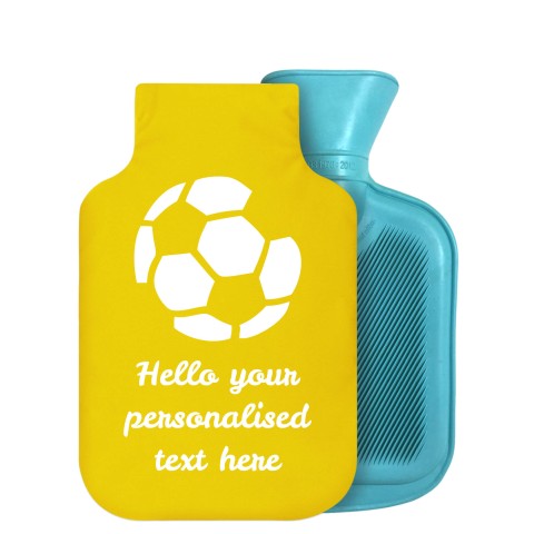 800ml (Football Icon) Yellow Soft Velvet Polyester Fabric Removable Cover (Personalised with Text)